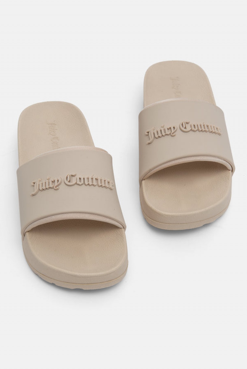 Juicy Couture Stacked Embossed Sliders Smeđe | JC-SN652204