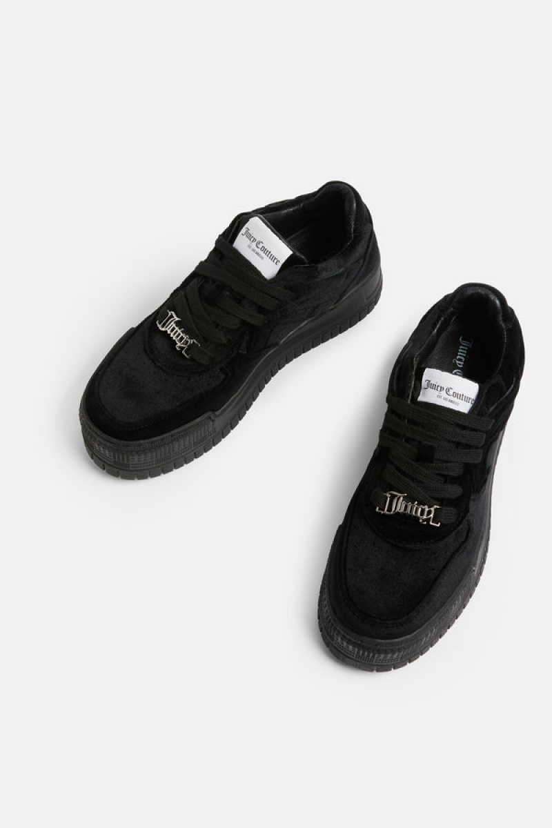 Juicy Couture Stacked Velvet Sneaker Crne | JC-SN652186