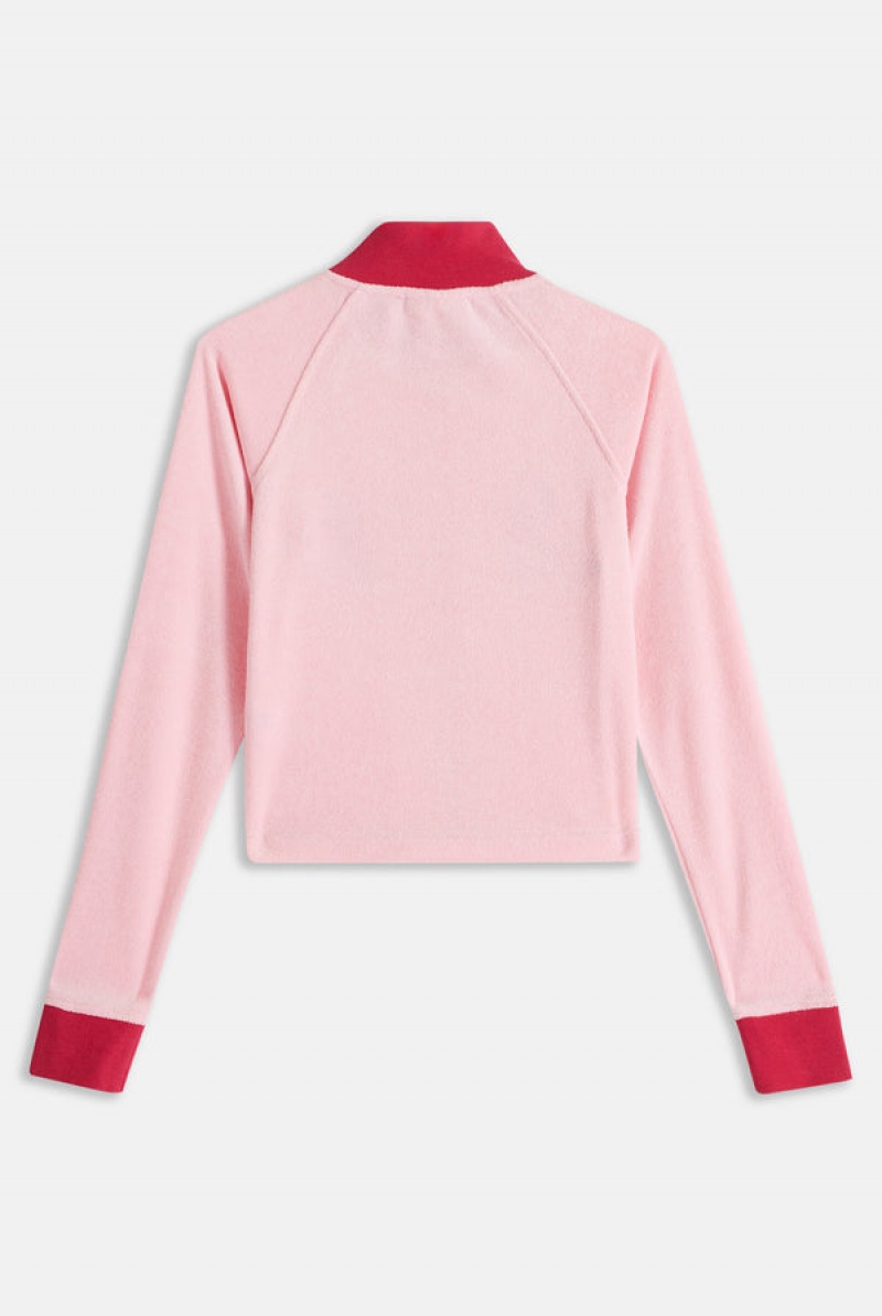 Juicy Couture Towelling Retro Logo Cropped Track Top Roze | JC-SN651951