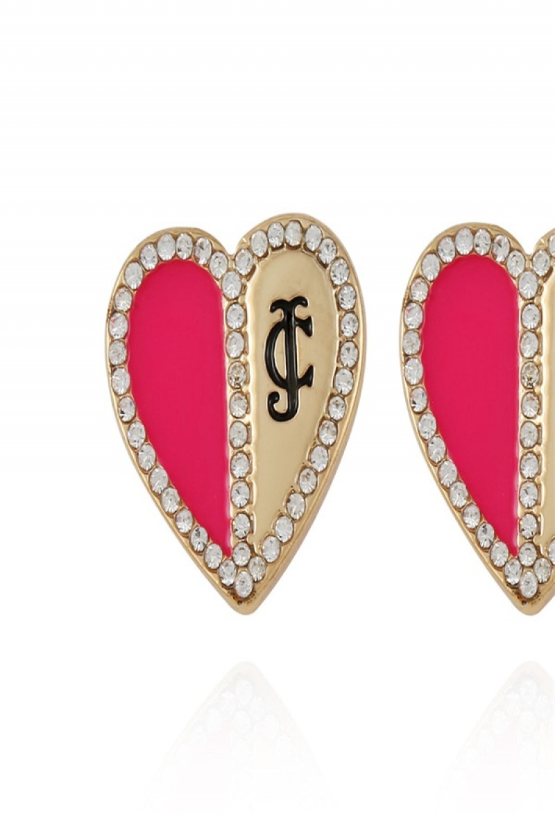 Juicy Couture Twotone Heart Stud Earrings Zlatne | JC-SN651898