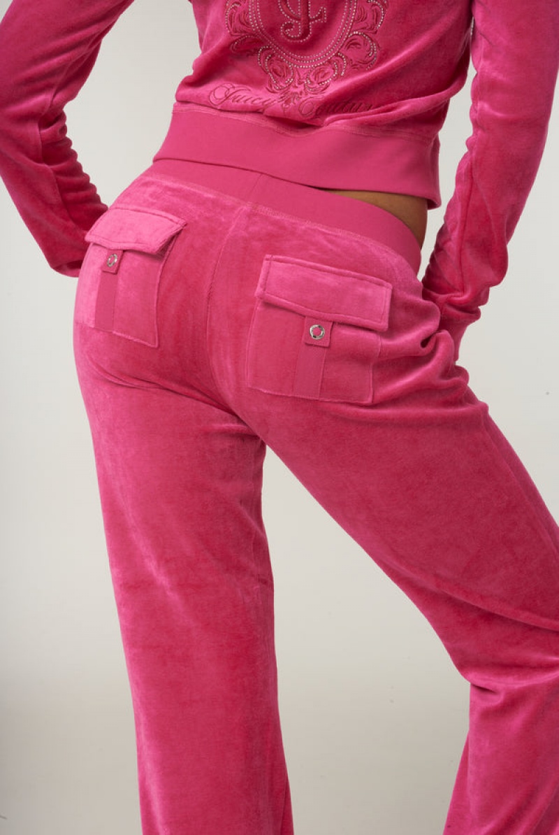 Juicy Couture Ultra Low Rise Bamboo Velour Heritage Crest Pocketed Bottoms Roze | JC-SN651952