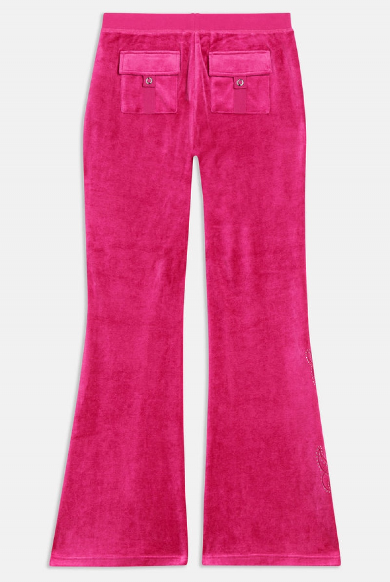 Juicy Couture Ultra Low Rise Bamboo Velour Heritage Crest Pocketed Bottoms Roze | JC-SN651952