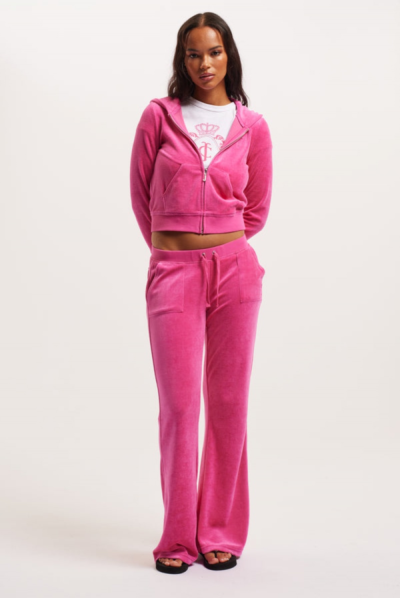 Juicy Couture Ultra Low Rise Bamboo Velour Heritage Pocketed Bottoms Roze | JC-SN652155