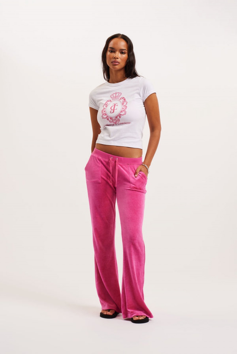 Juicy Couture Ultra Low Rise Bamboo Velour Heritage Pocketed Bottoms Roze | JC-SN652155