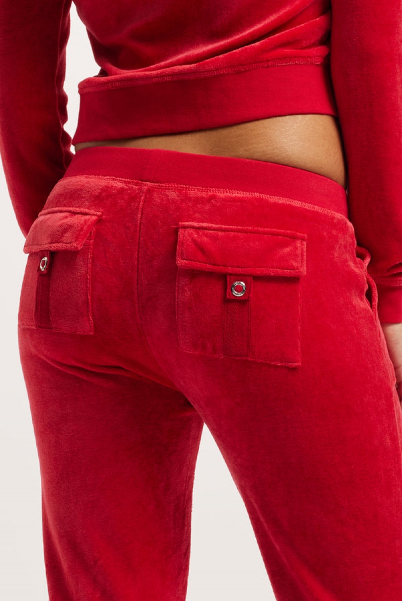 Juicy Couture Ultra Low Rise Bamboo Velour Heritage Pocketed Bottoms Crvene | JC-SN652164