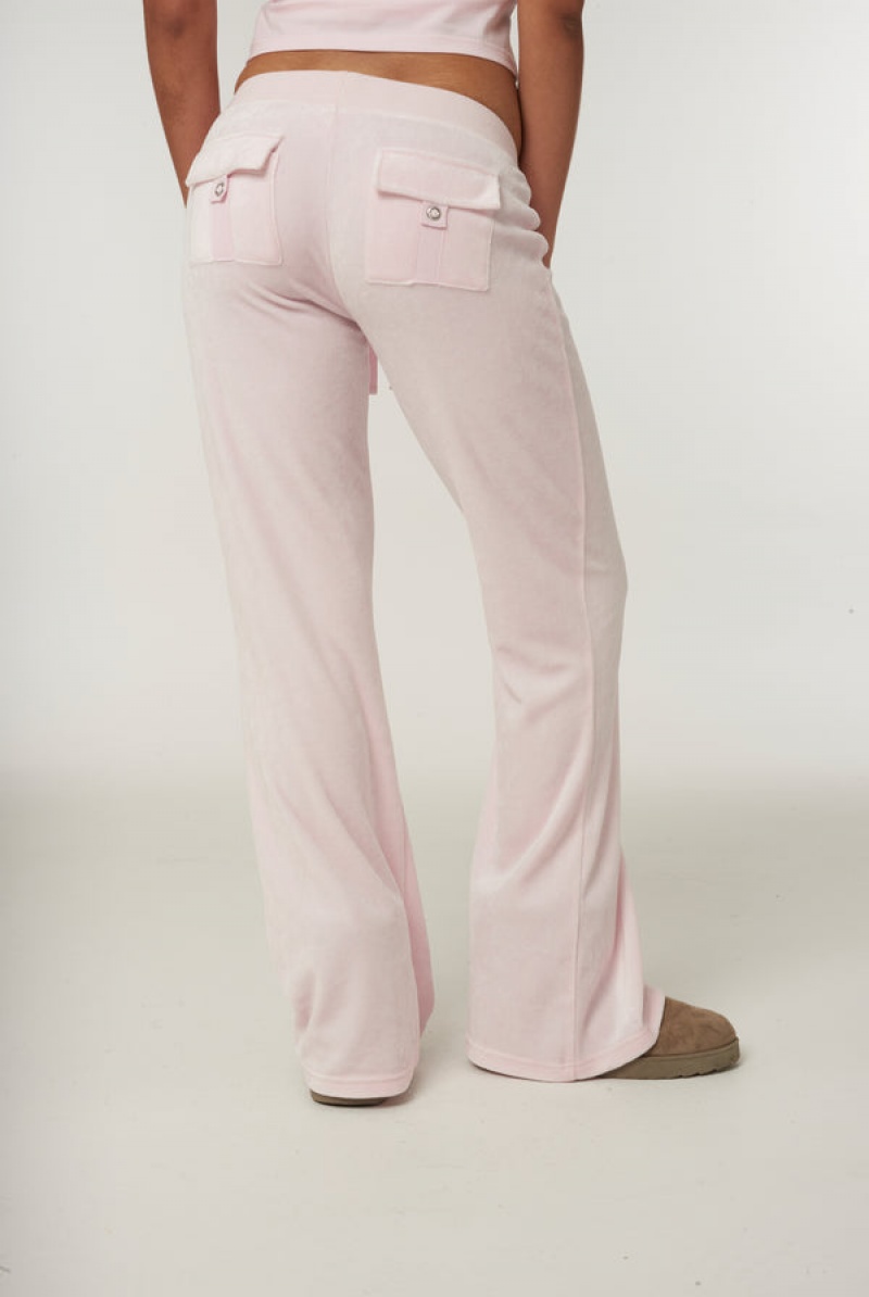 Juicy Couture Ultra Low Rise Bamboo Velour Heritage Dog Crest Pocketed Bottoms Roze | JC-SN652169