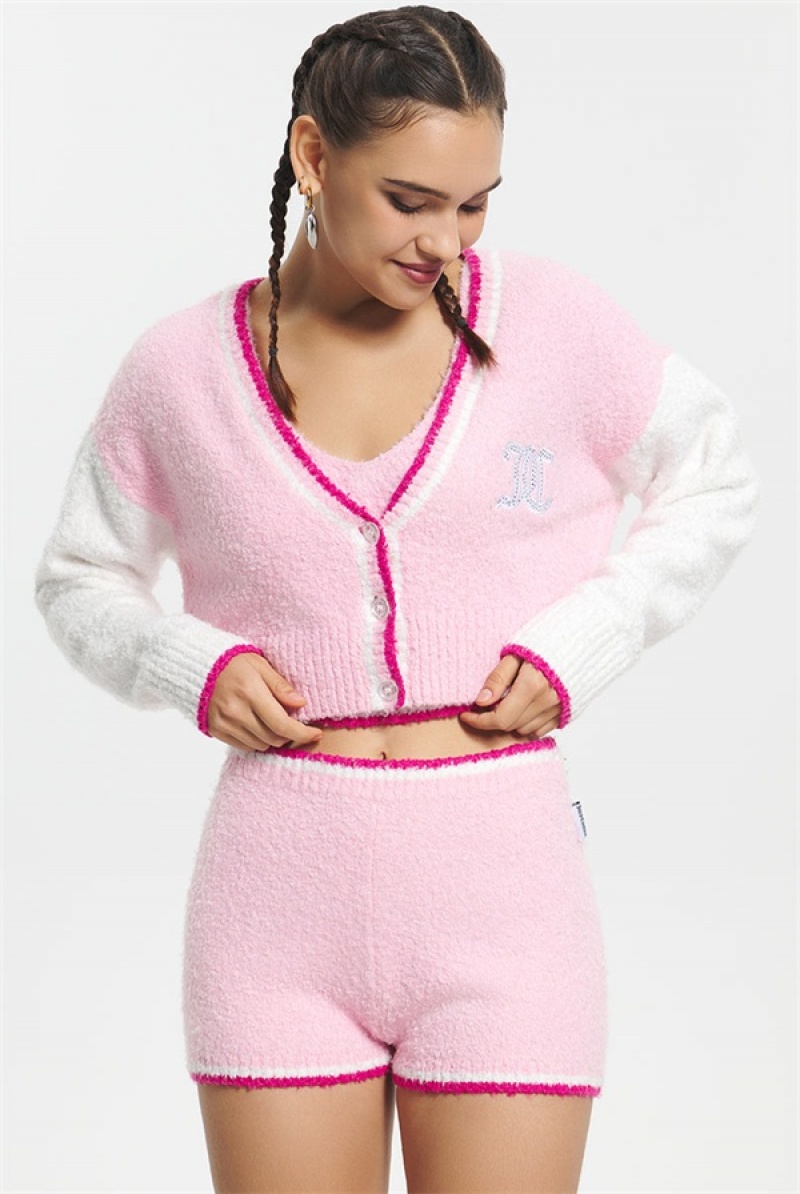 Juicy Couture Varsity Knit Cardigan Roze | JC-SN651629