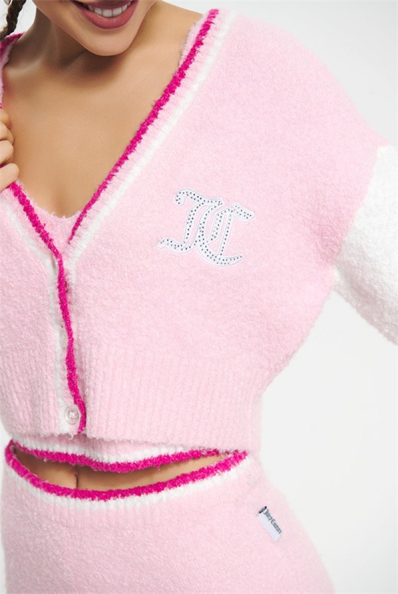 Juicy Couture Varsity Knit Cardigan Roze | JC-SN651629