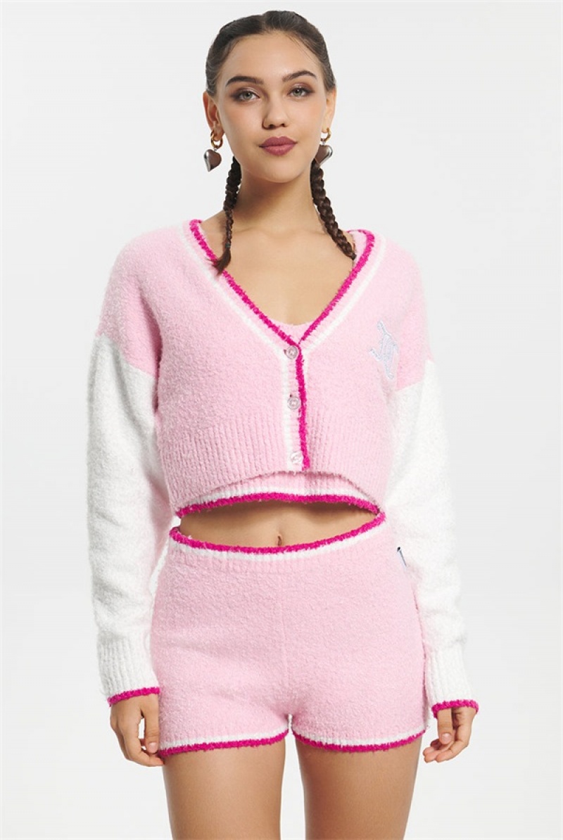 Juicy Couture Varsity Knit Cardigan Roze | JC-SN651629