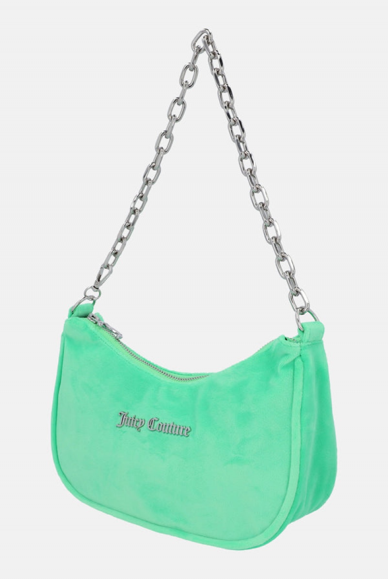 Juicy Couture Velour Chain Shoulder Bag Zelene | JC-SN652208