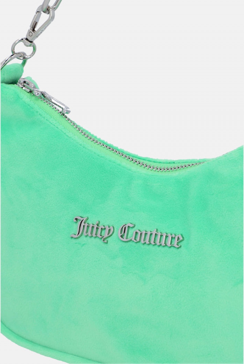 Juicy Couture Velour Chain Shoulder Bag Zelene | JC-SN652208