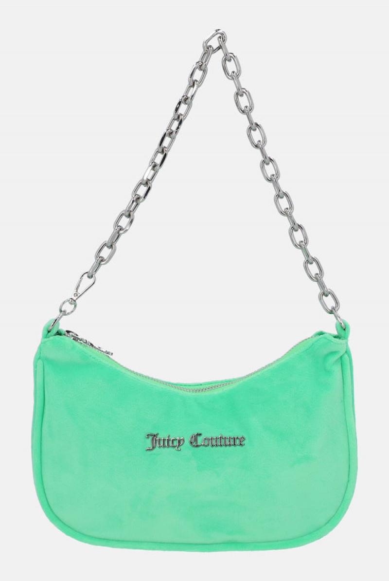 Juicy Couture Velour Chain Shoulder Bag Zelene | JC-SN652208