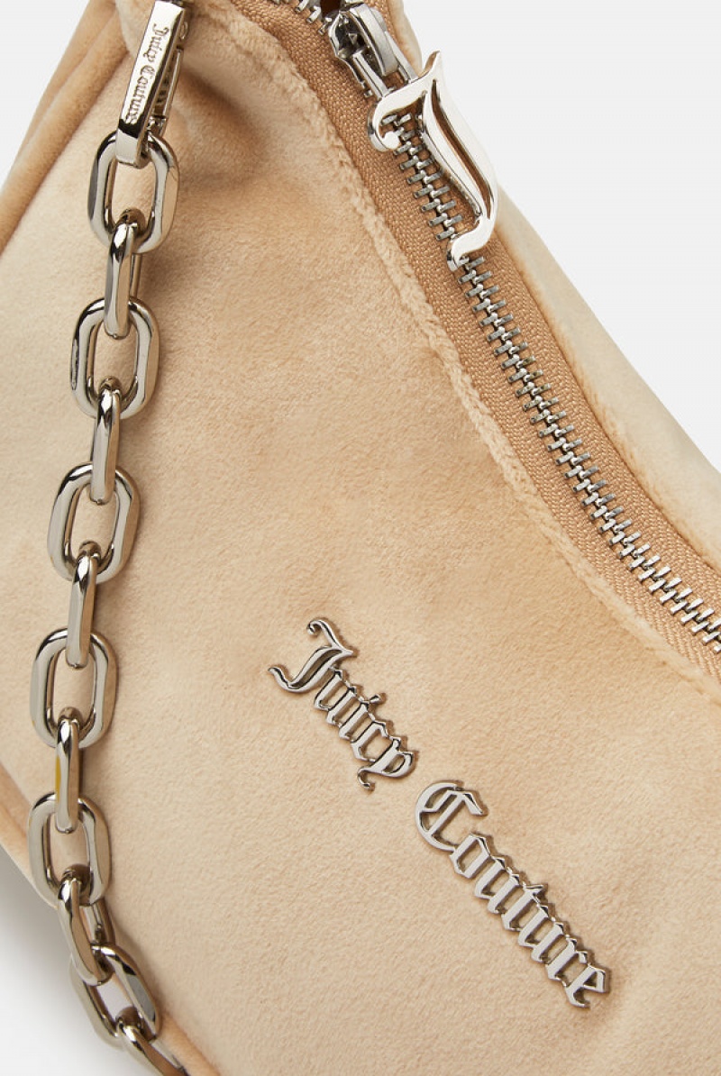 Juicy Couture Velour Chain Shoulder Bag Bež | JC-SN652212