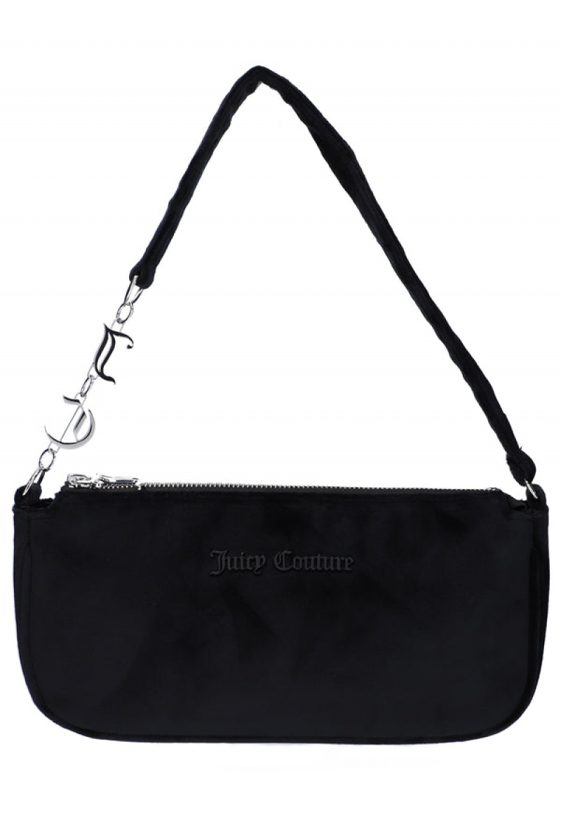 Juicy Couture Velour Charm Shoulder Bag Crne | JC-SN652207