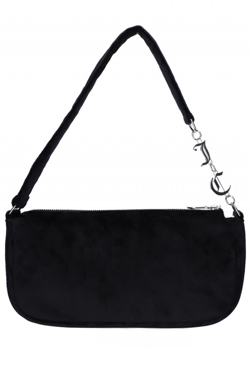 Juicy Couture Velour Charm Shoulder Bag Crne | JC-SN652207