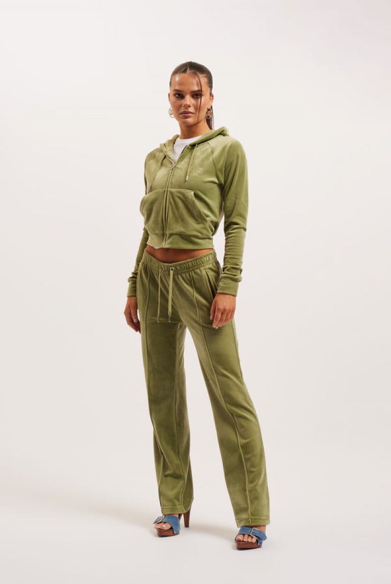 Juicy Couture Velour Diamante Tracksuit Bottom Zelene | JC-SN651983