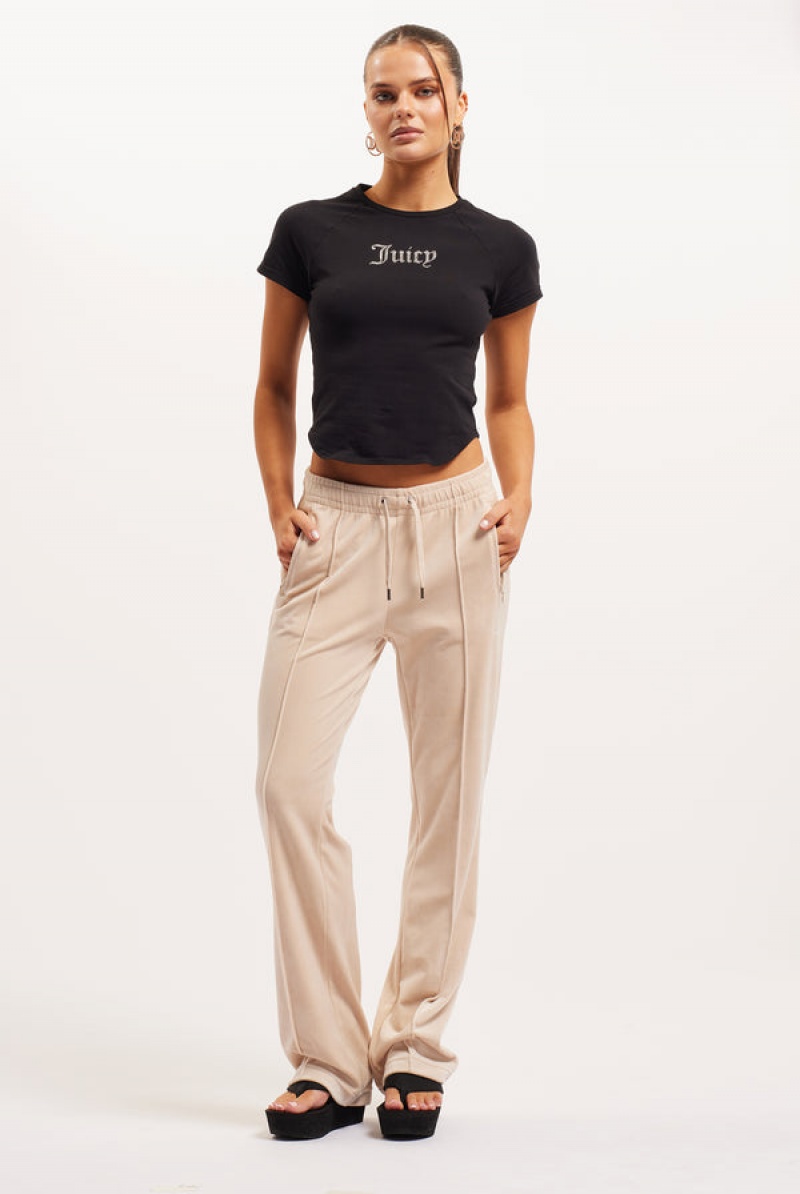 Juicy Couture Velour Diamante Tracksuit Bottom Bež | JC-SN652014