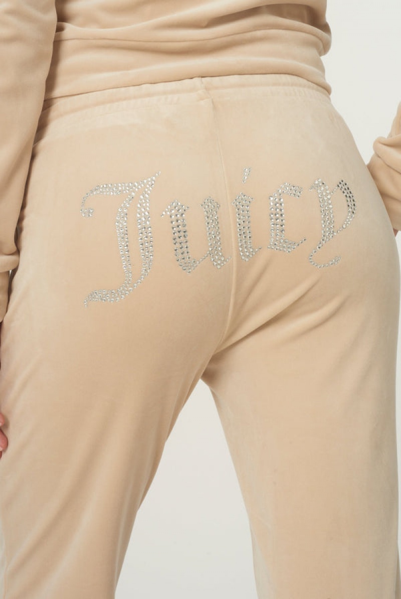 Juicy Couture Velour Diamante Tracksuit Bottom Bež | JC-SN652014