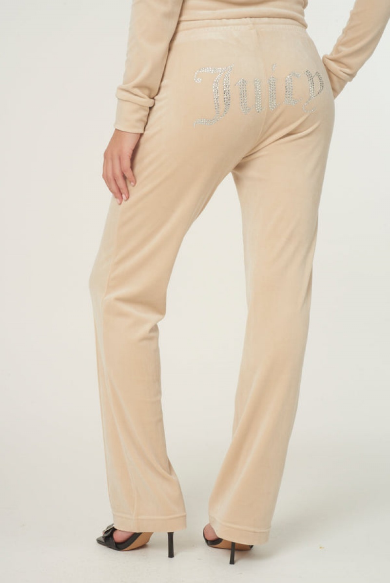 Juicy Couture Velour Diamante Tracksuit Bottom Bež | JC-SN652014