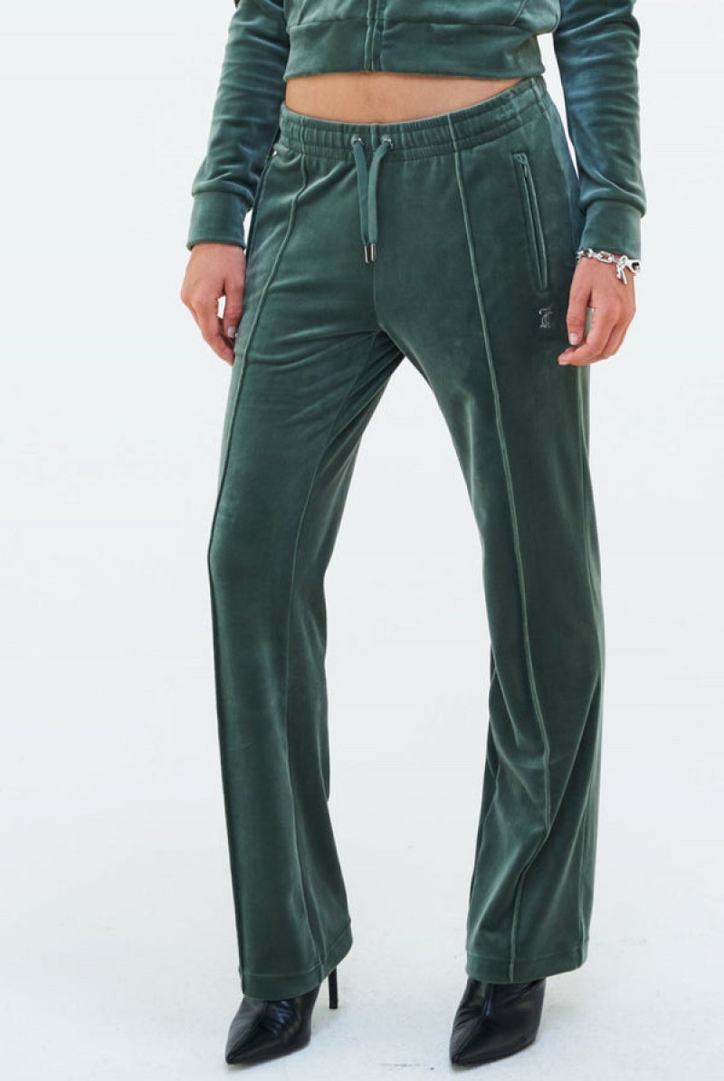 Juicy Couture Velour Diamante Tracksuit Bottom Zelene | JC-SN652100