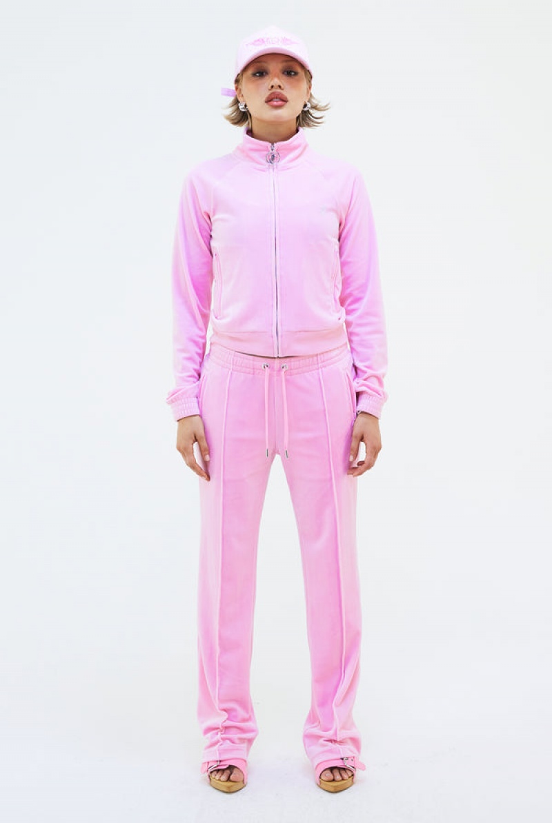 Juicy Couture Velour Diamante Tracksuit Bottom Roze | JC-SN652106