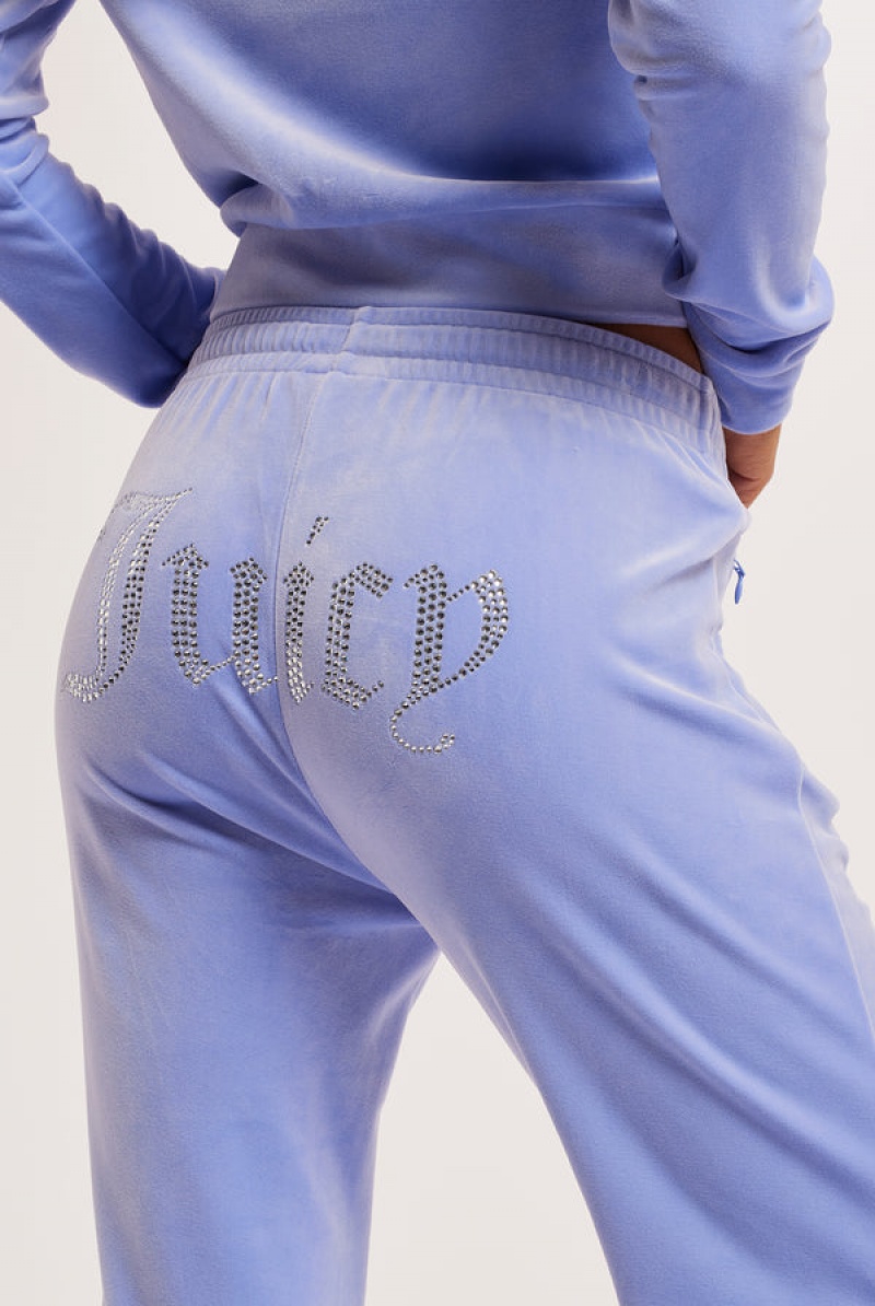 Juicy Couture Velour Diamante Tracksuit Bottom Plave | JC-SN652109