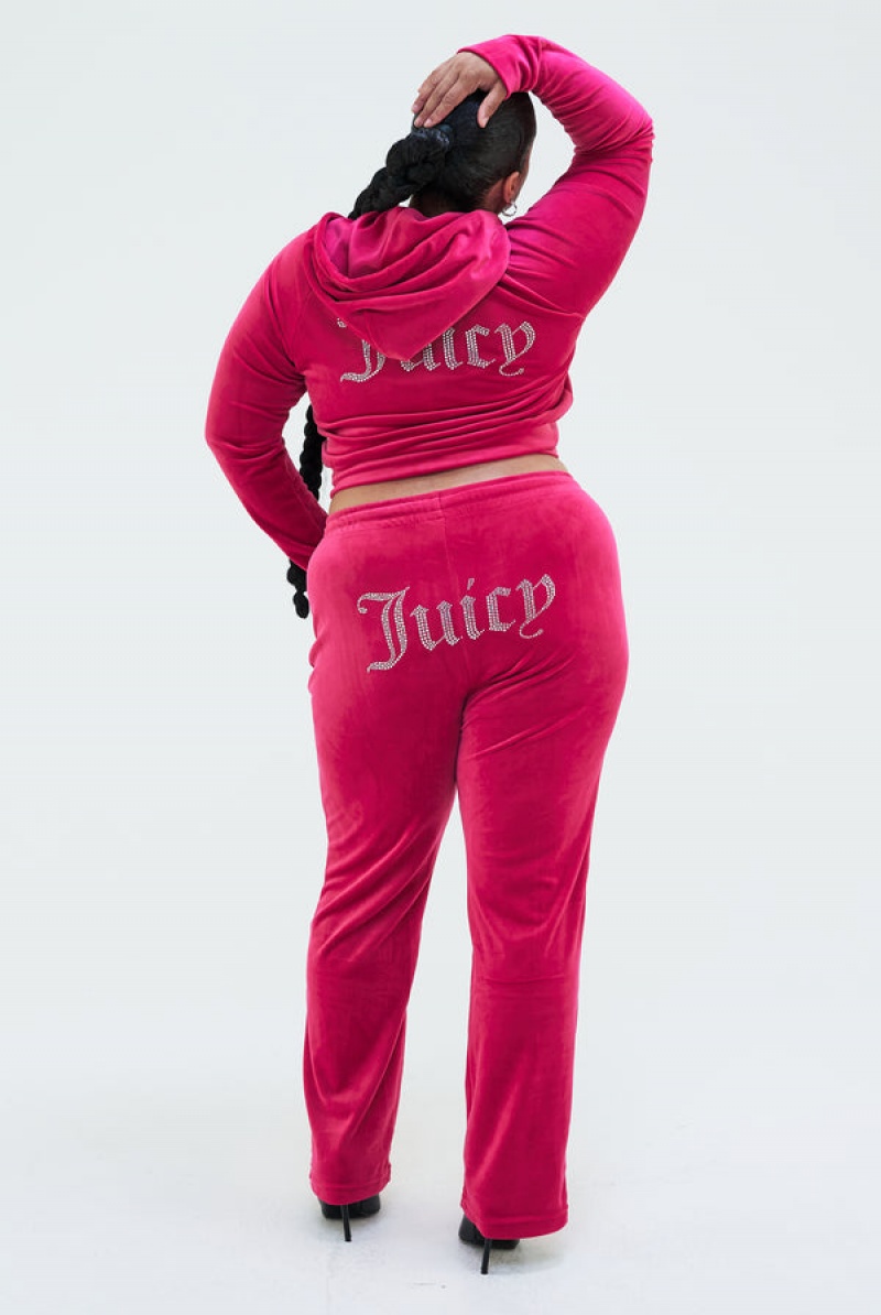 Juicy Couture Velour Diamante Tracksuit Bottom Roze | JC-SN652137