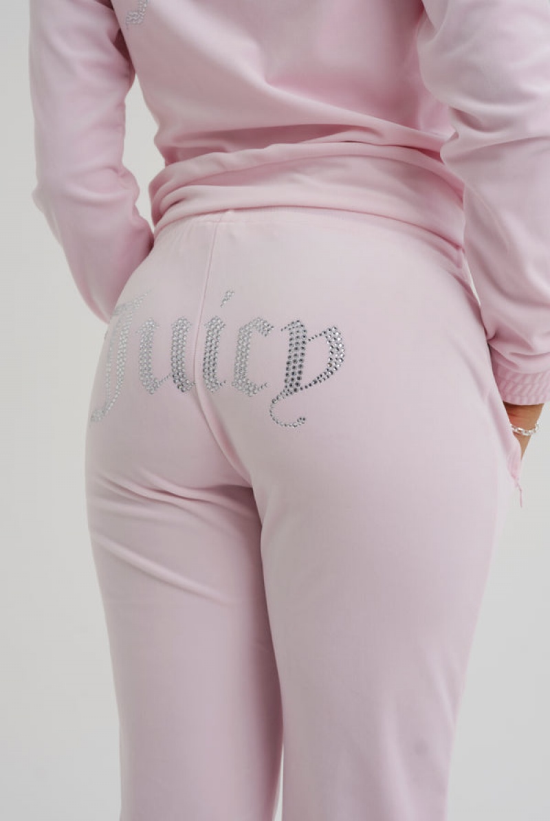 Juicy Couture Velour Diamante Tracksuit Bottom Roze | JC-SN652138