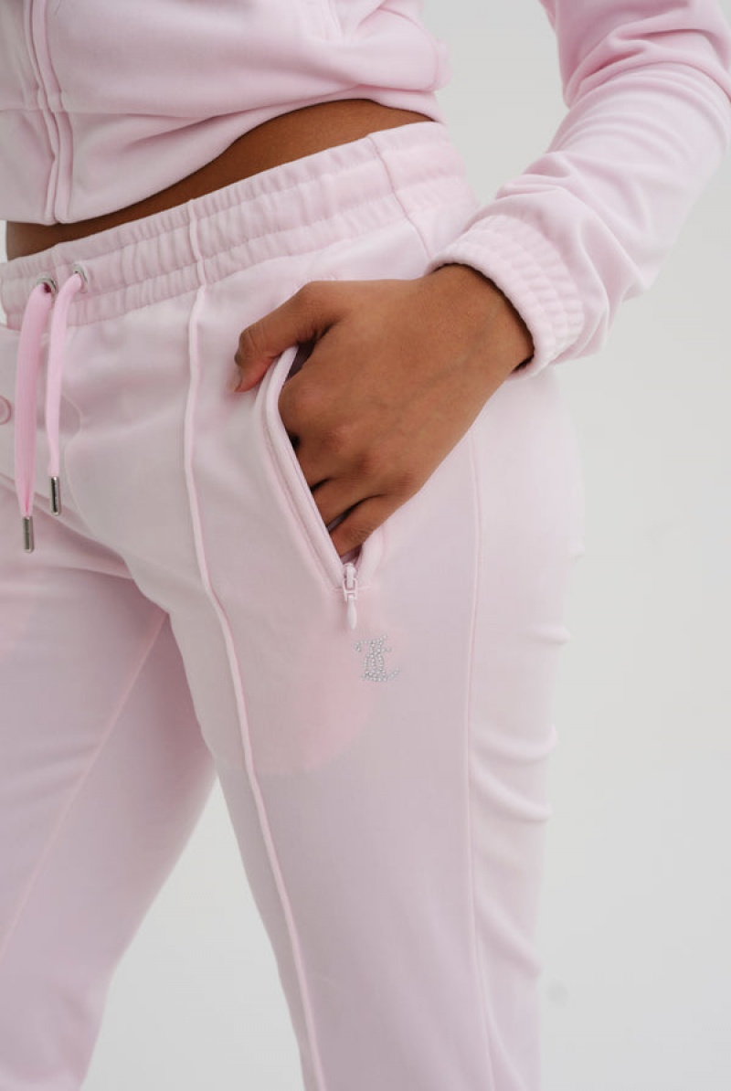 Juicy Couture Velour Diamante Tracksuit Bottom Roze | JC-SN652138