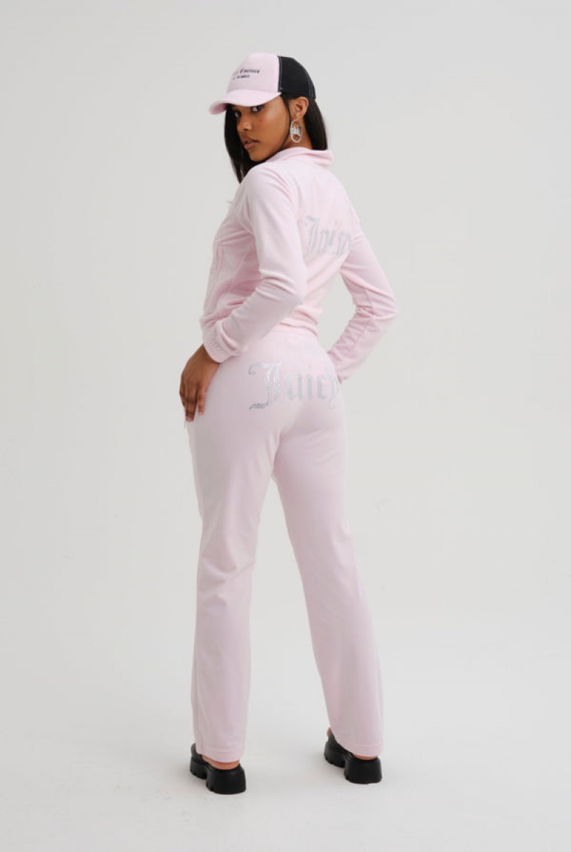 Juicy Couture Velour Diamante Tracksuit Bottom Roze | JC-SN652138