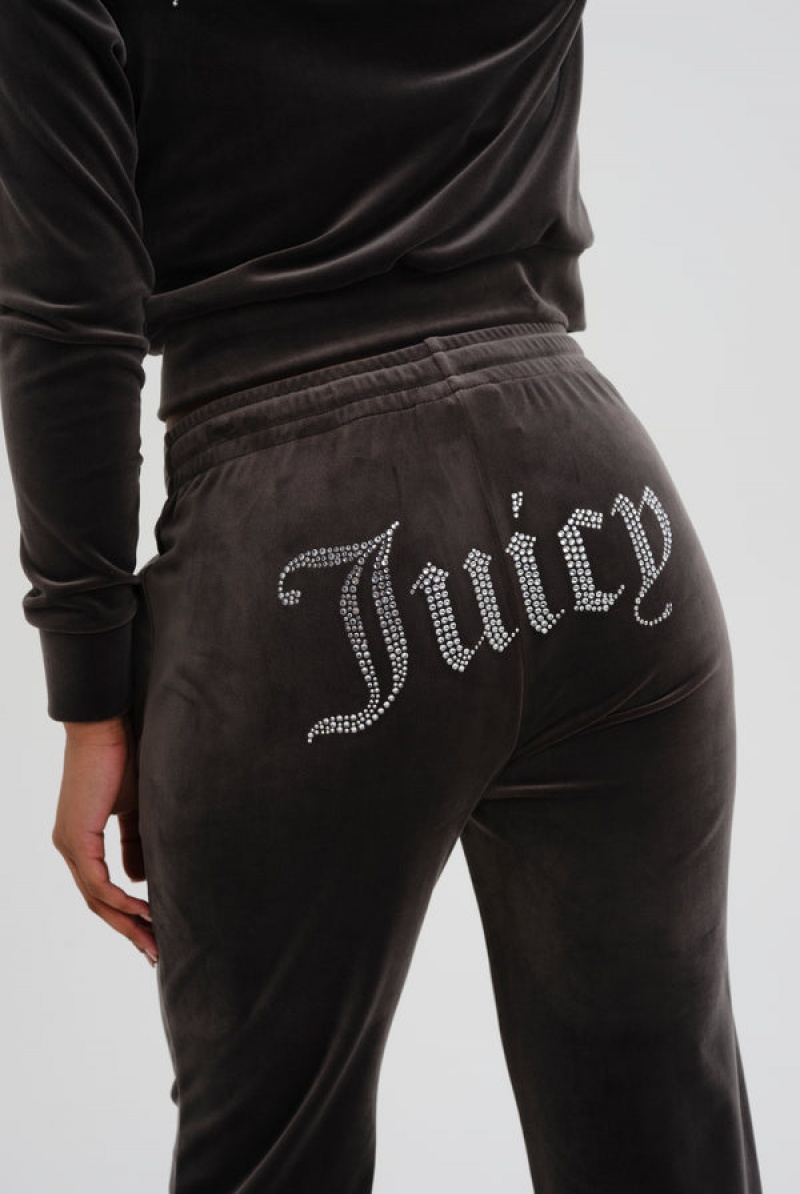 Juicy Couture Velour Diamante Tracksuit Bottom Crne | JC-SN652148