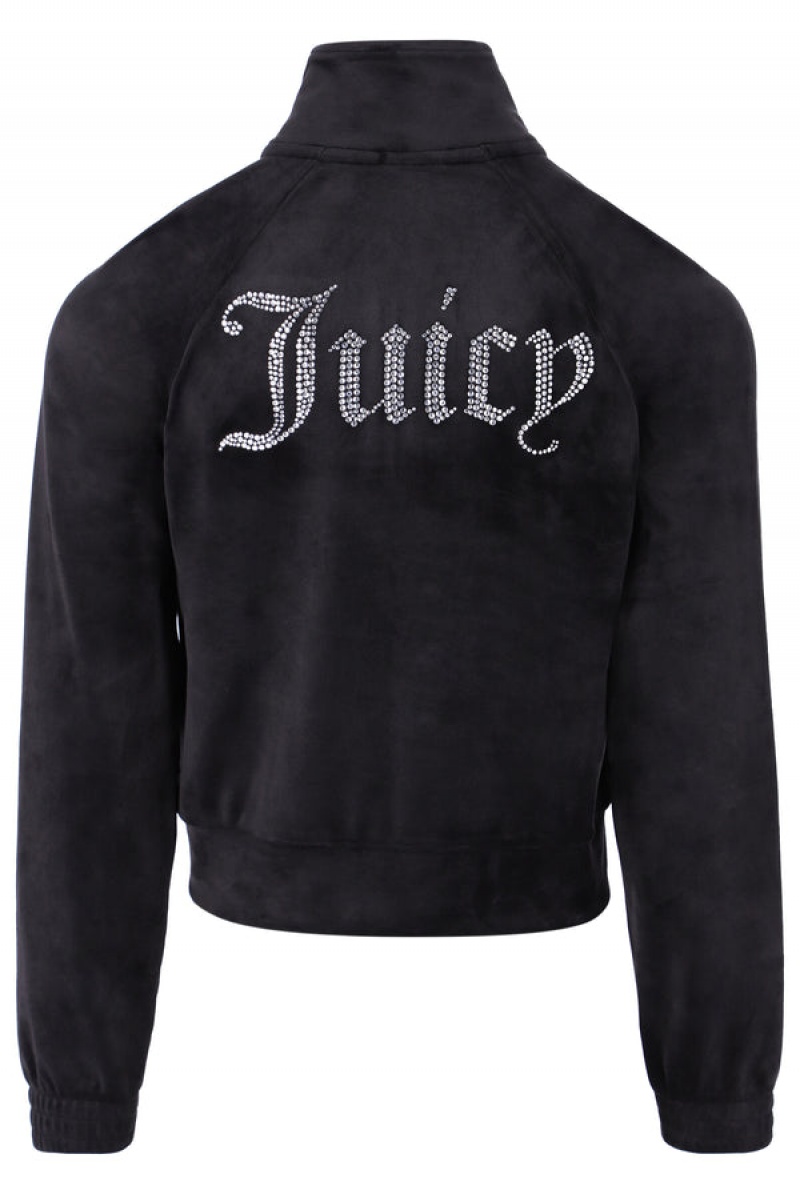 Juicy Couture Velour Diamante Tracktop Crne | JC-SN652147