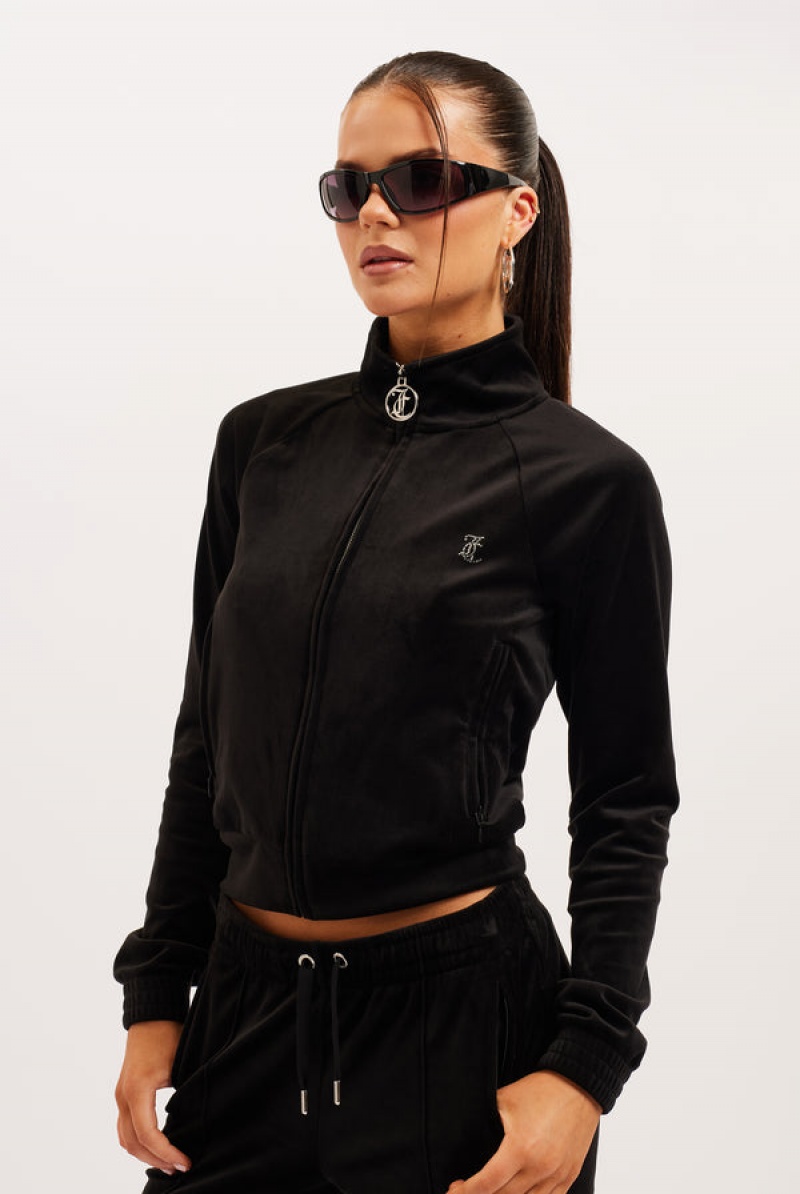 Juicy Couture Velour Diamante Tracktop Crne | JC-SN652147