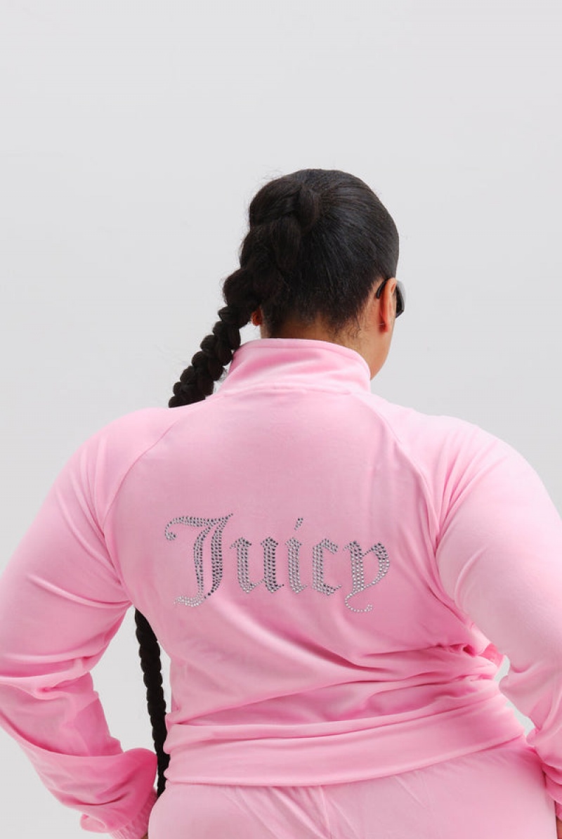 Juicy Couture Velour Diamante Tracktop Roze | JC-SN652013