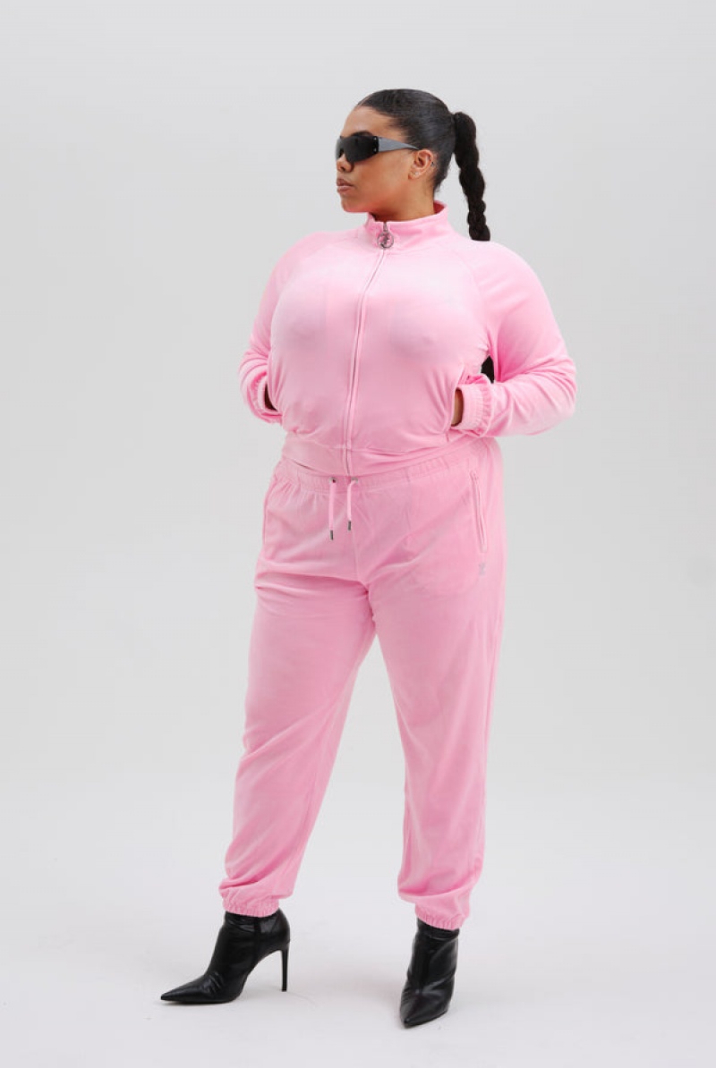 Juicy Couture Velour Diamante Tracktop Roze | JC-SN652013