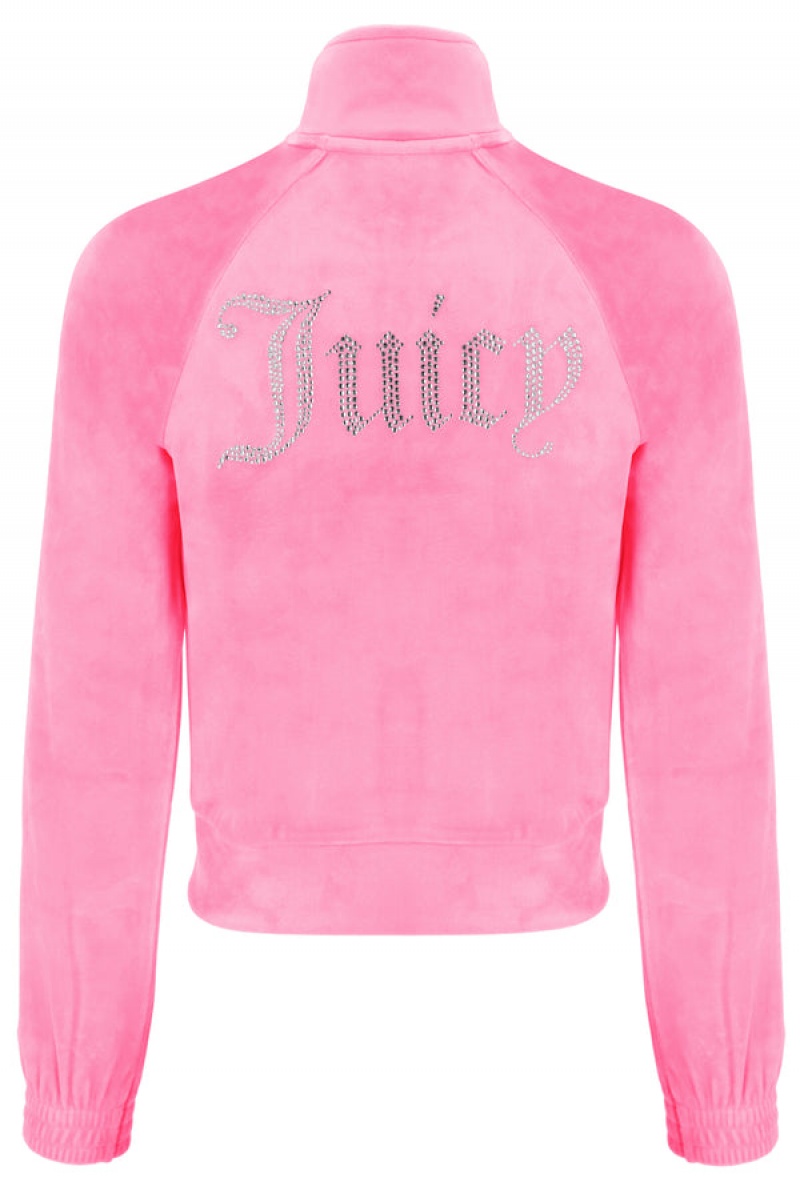 Juicy Couture Velour Diamante Tracktop Roze | JC-SN652013