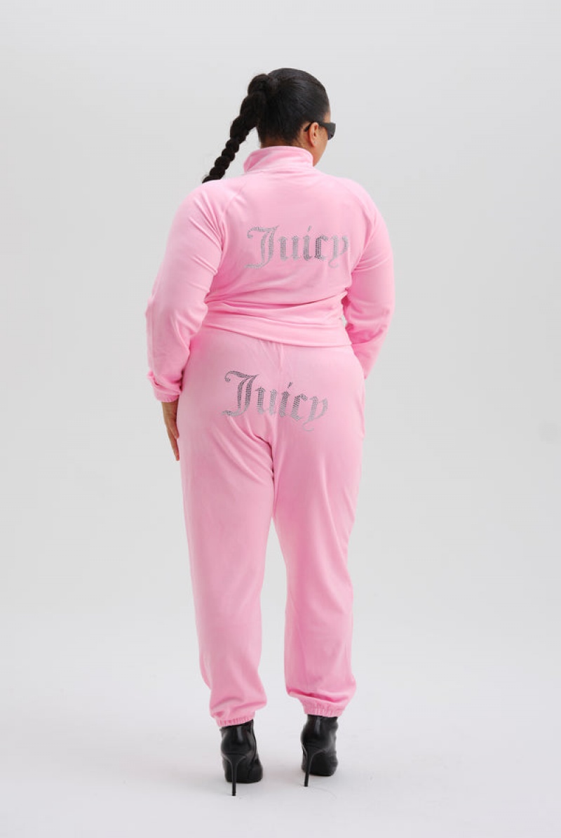 Juicy Couture Velour Diamante Tracktop Roze | JC-SN652013