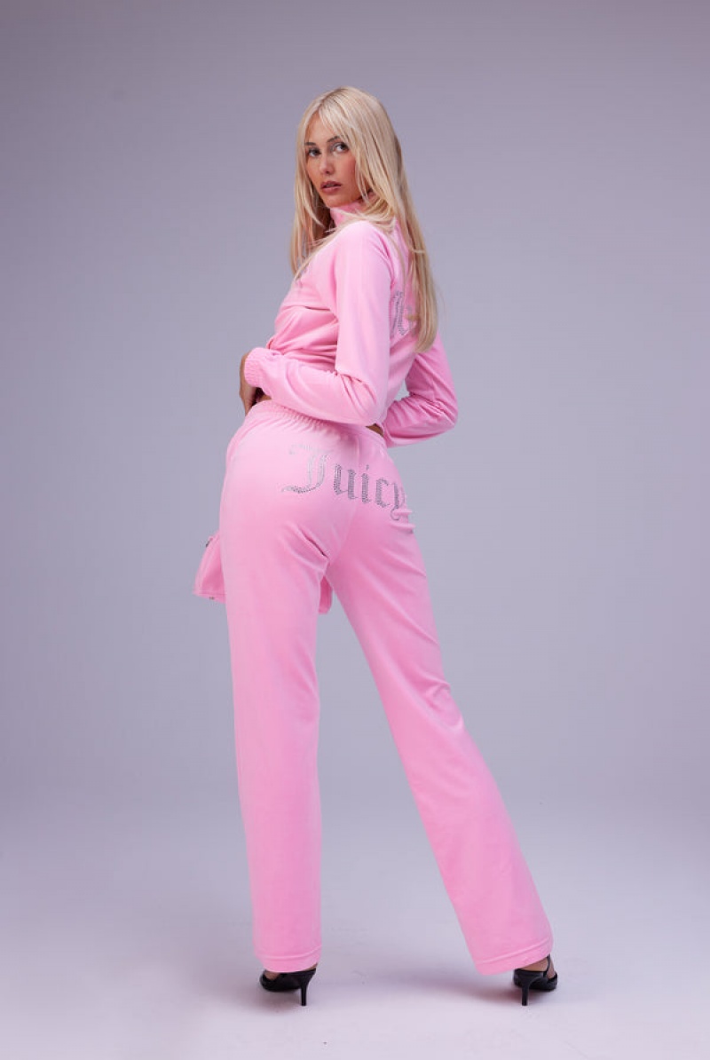 Juicy Couture Velour Diamante Tracktop Roze | JC-SN652013