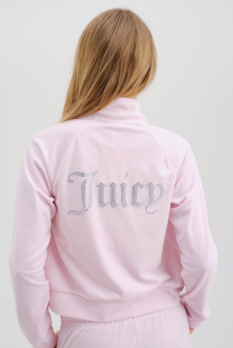 Juicy Couture Velour Diamante Tracktop Roze | JC-SN652081