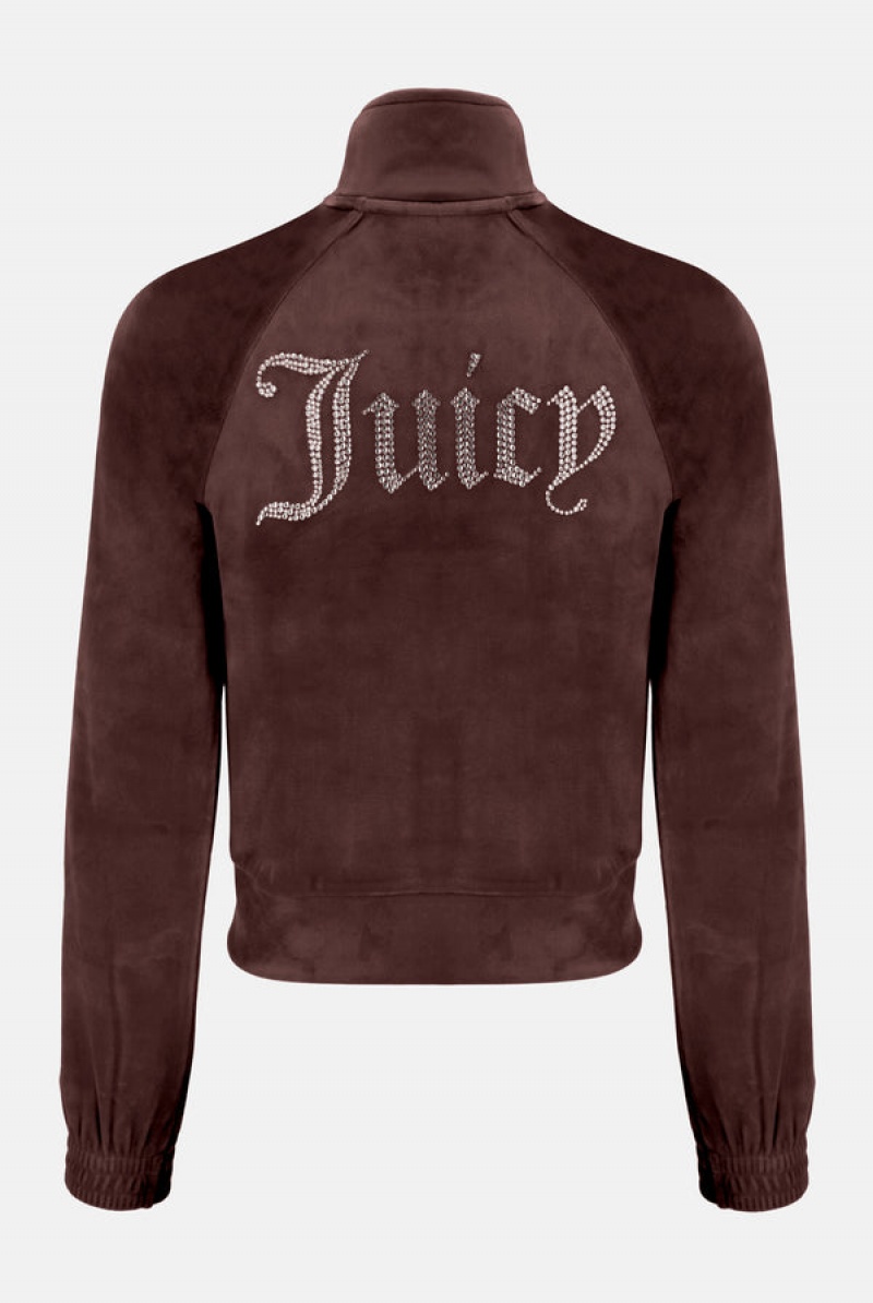 Juicy Couture Velour Diamante Tracktop Smeđe | JC-SN652059