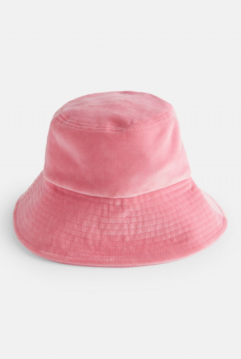 Juicy Couture Wide Brim Velour Bucket Hat Roze | JC-SN652339