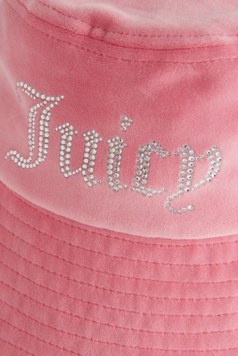 Juicy Couture Wide Brim Velour Bucket Hat Roze | JC-SN652339