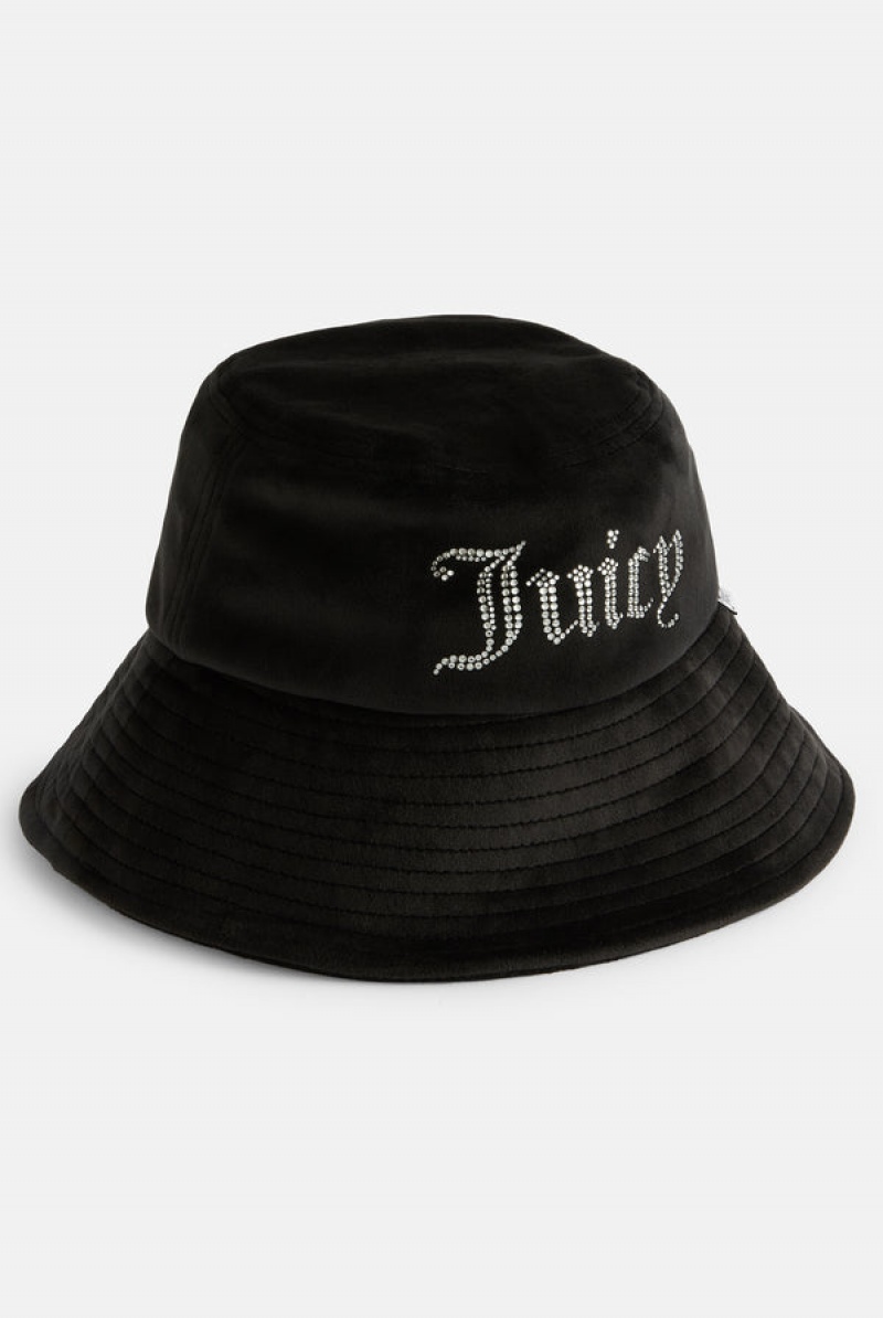 Juicy Couture Wide Brim Velour Bucket Hat Crne | JC-SN652341