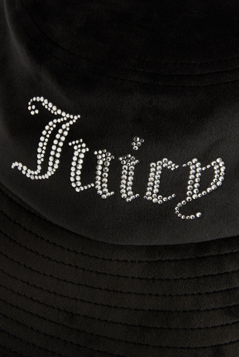 Juicy Couture Wide Brim Velour Bucket Hat Crne | JC-SN652341