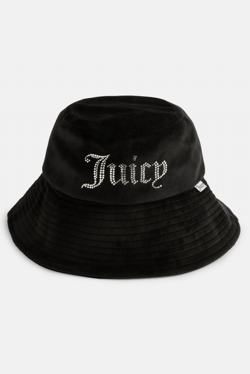 Juicy Couture Wide Brim Velour Bucket Hat Crne | JC-SN652341